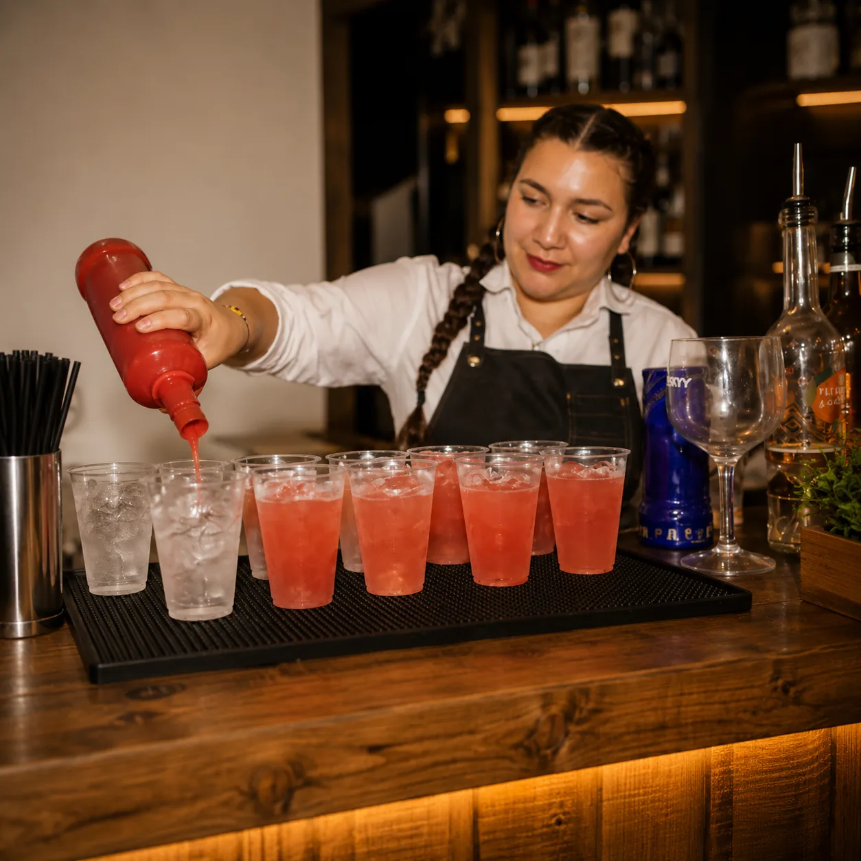 Preparación de bebidas para un evento