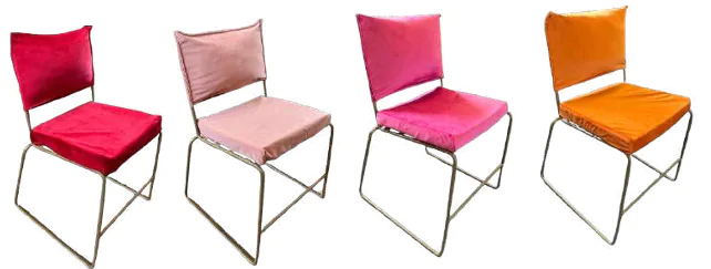 Variantes rosa, fucsia, rojo y naranja de silla Gama